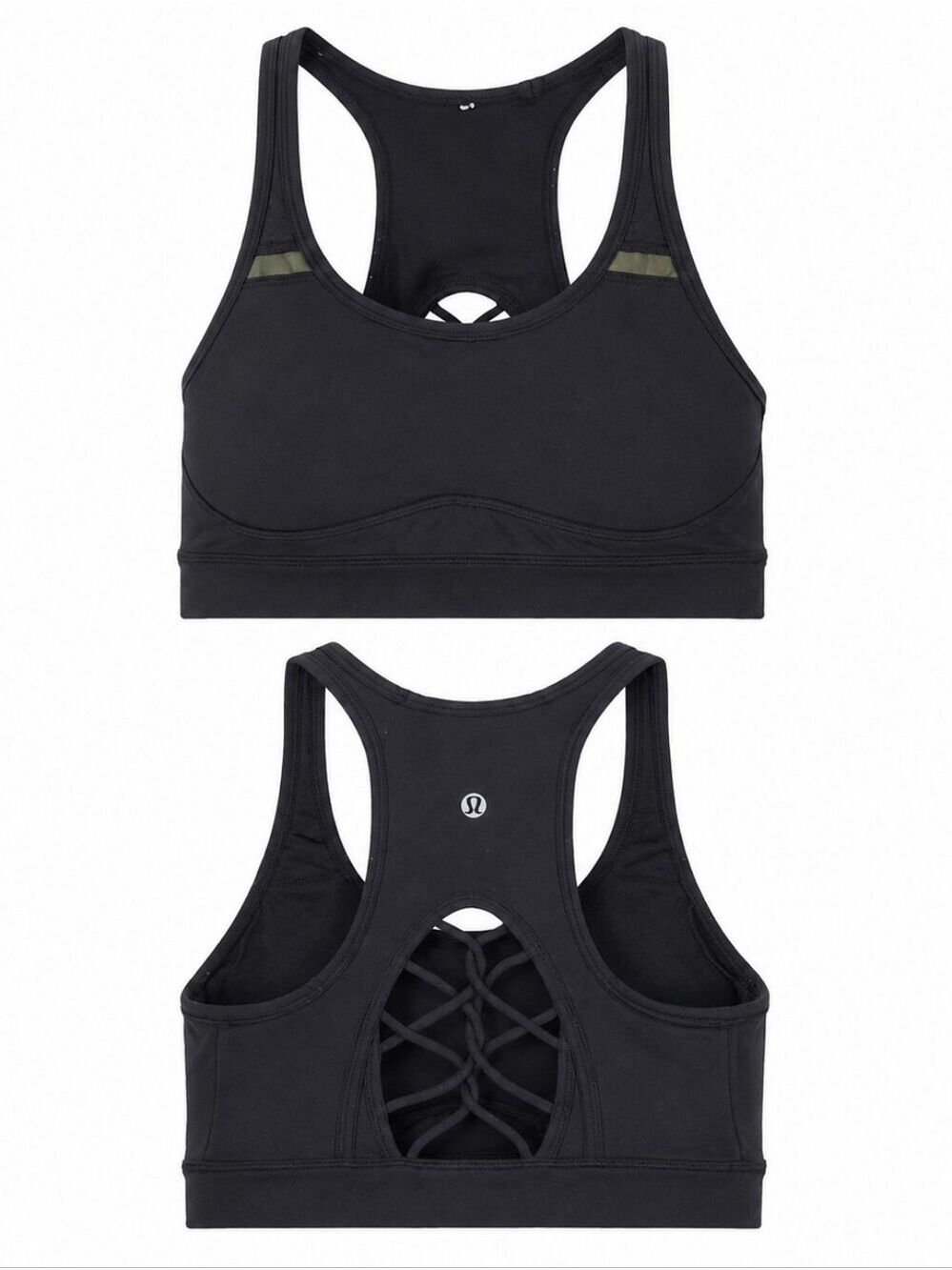 lululemon athletica Black Racerback Lattice-Back Sports Bra Women's Size 6